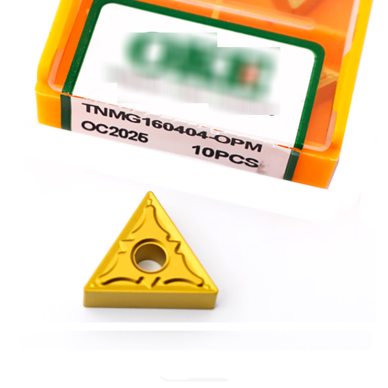 Triangular Double-Sided CNC Insert Tnmg160412-Opm Oc2025 Yellow Finish, Specialized for Steel Machining